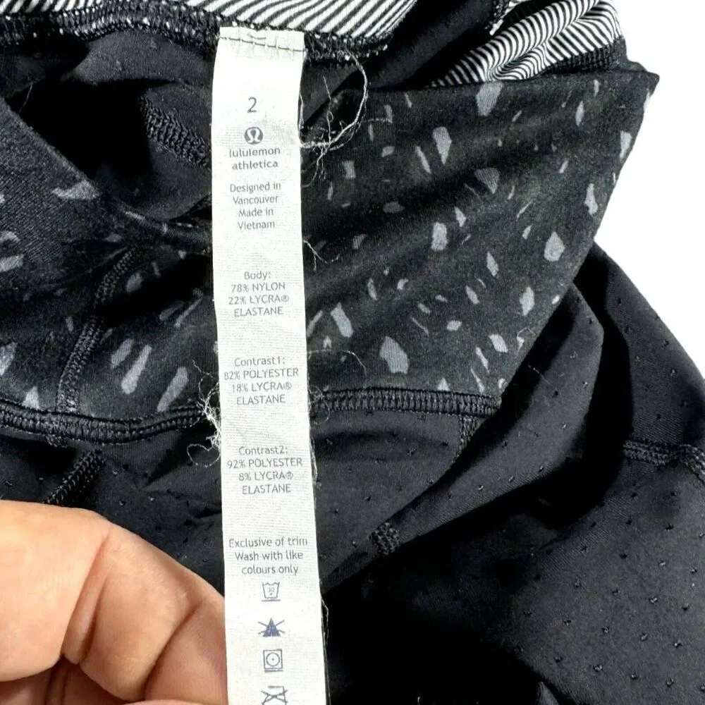 Lululemon Leggings Womens 2 Black Gather Crow Crop II Shine Dot Black Activewear